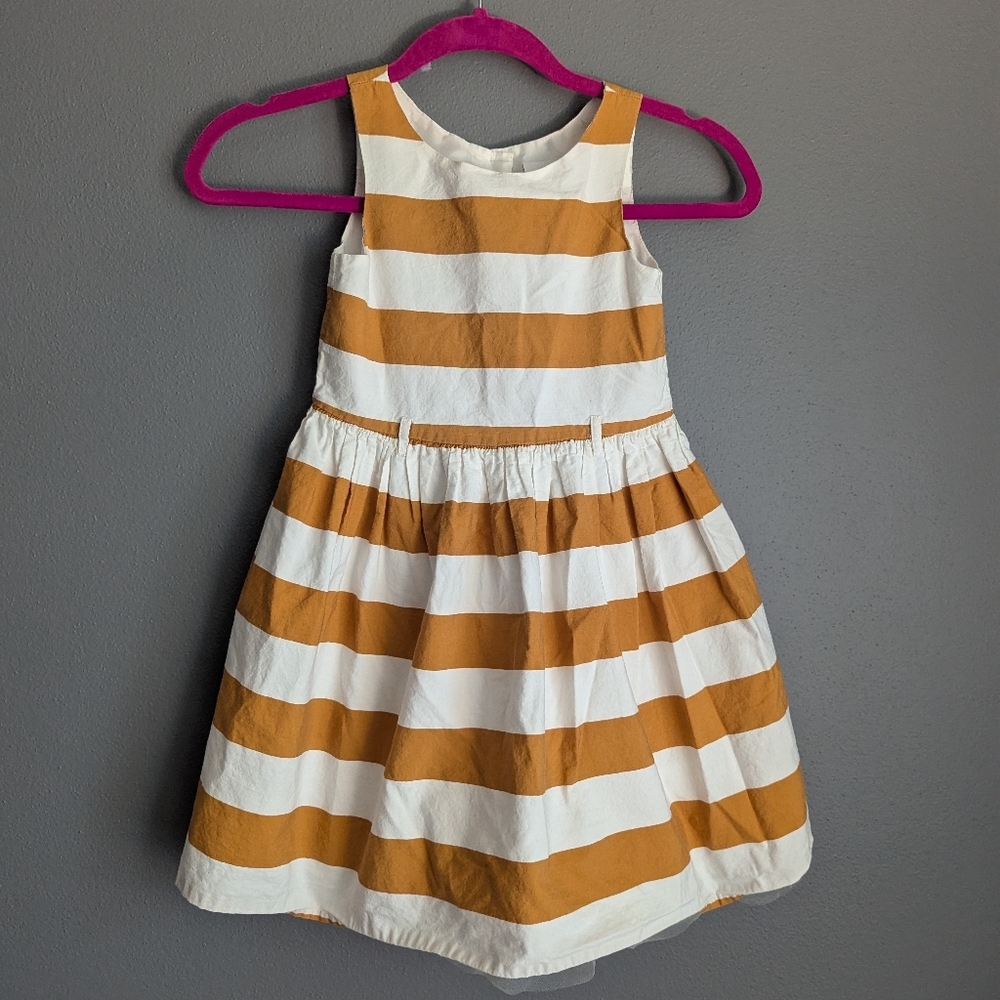 Youth NEXT Cotton Stripe Dress In A Kids Size 6. Mustard Yellow And White.